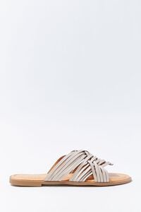 TAN Faux Leather Basketwoven Sandals, image 1