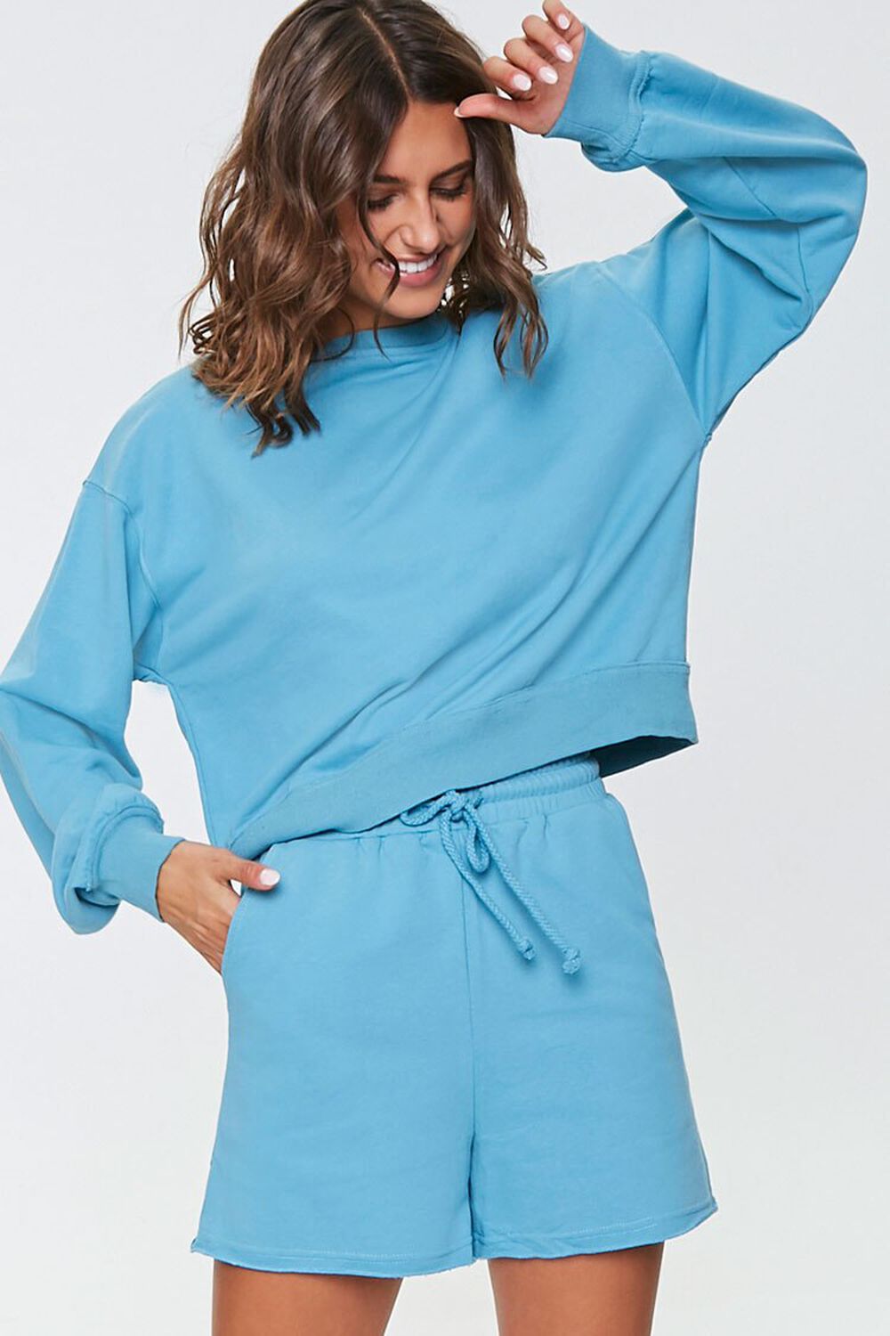 TEAL Crew Pullover & Shorts Set, image 1