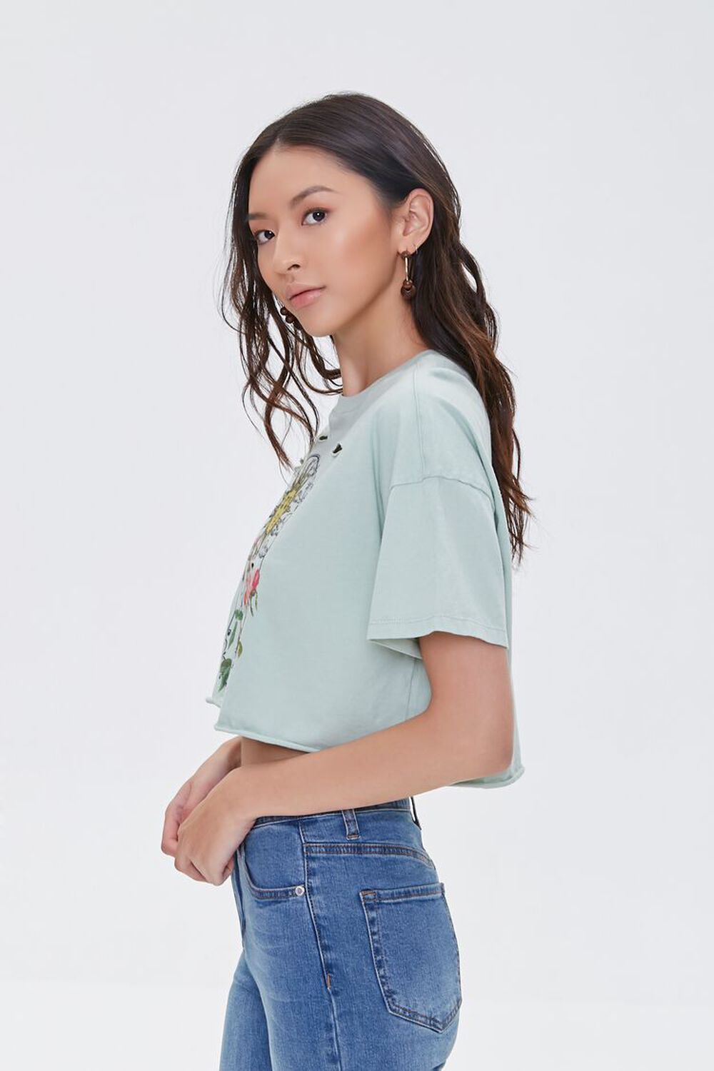 SAGE/MULTI Cropped Floral Graphic Tee, image 2