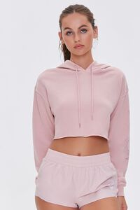 SEASHELL/SILVER Active Cropped French Terry Hoodie, image 2