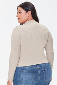 TAUPE Plus Size Ribbed Mock Neck Sweater, image 3