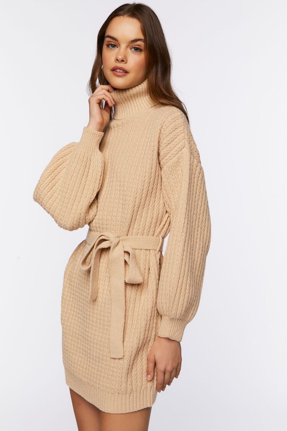 OATMEAL Turtleneck Mini Sweater Dress, image 2