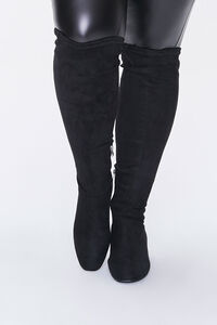 BLACK Faux Suede Knee Boots (Wide), image 3