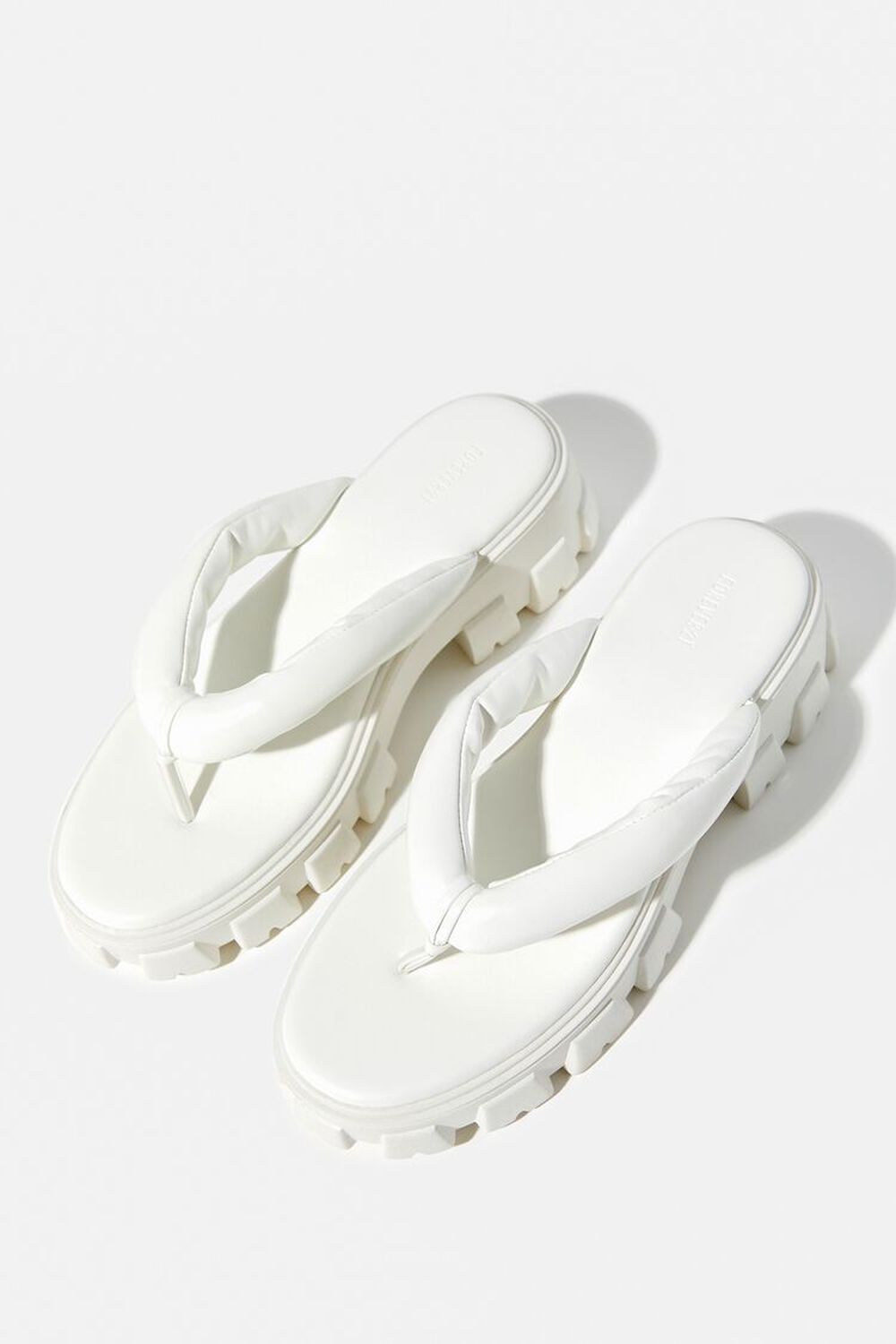 WHITE Padded Thong-Toe Platform Sandals, image 1