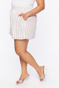 WHITE/SAFARI Plus Size Striped Shorts, image 3