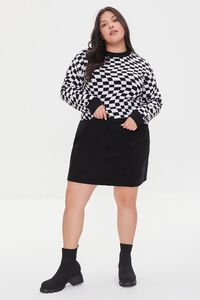 BLACK/MULTI Plus Size Checkered Sweater, image 4