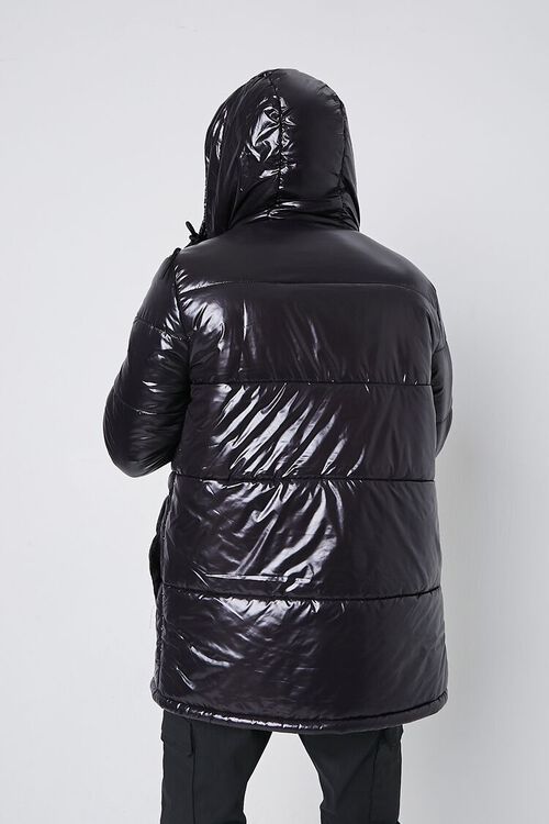 BLACK Nylon Hooded Puffer Jacket, image 3