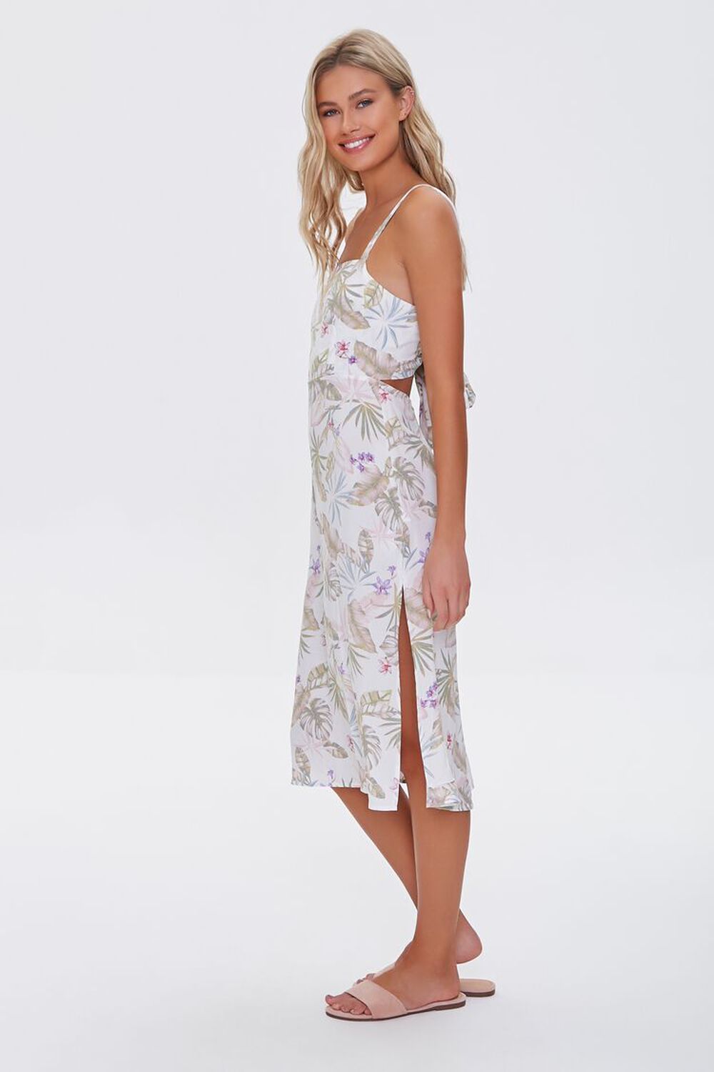 CREAM/MULTI Tropical Leaf Print Dress, image 2