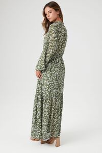 OLIVE/MULTI Chiffon Floral Print Midi Dress, image 3