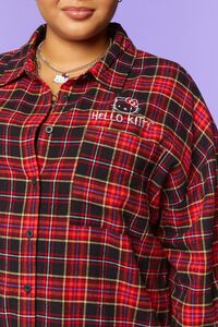 RED/MULTI Plus Size Hello Kitty & Friends Flannel Shirt, image 6