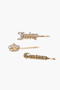 GOLD Juicy Couture Rhinestone Bobby Pin Set, image 1