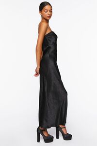 BLACK Satin Strapless Maxi Dress, image 2