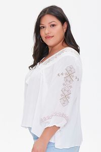 Plus Size Embroidered Peasant Top, image 2