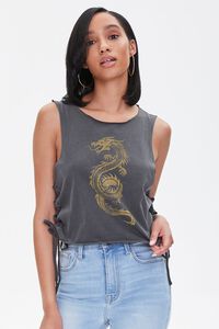 GREY/MULTI Lace-Up Dragon Muscle Tee, image 1