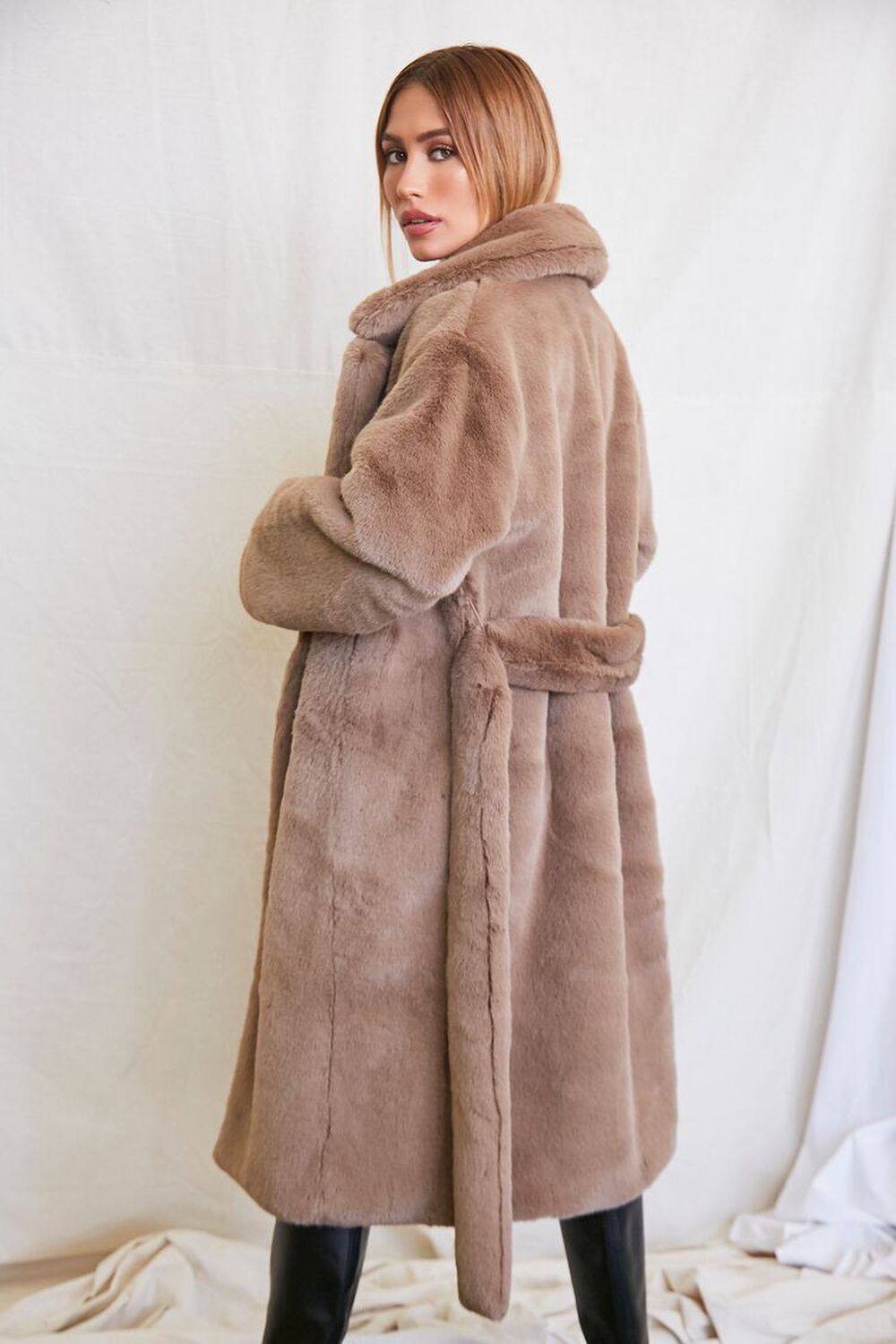 MOCHA Faux Fur Longline Coat, image 3