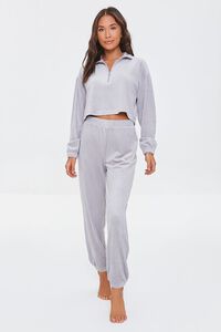 GREY Pajama Half-Zip Crop Top, image 4