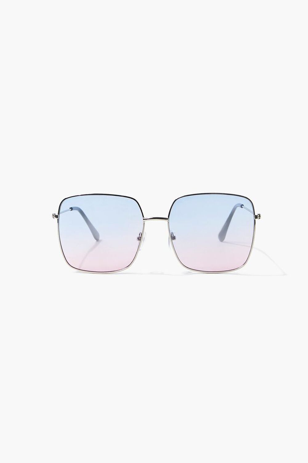 SILVER/BLUE Square Metal Sunglasses, image 1