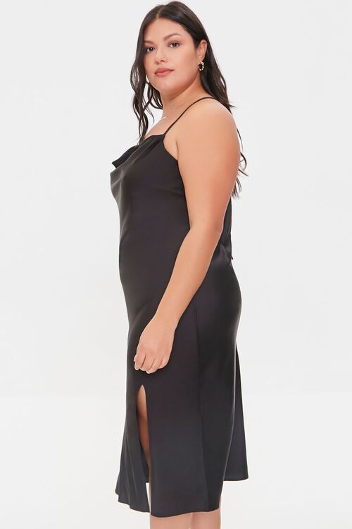 BLACK Plus Size Satin Cami Dress, image 2