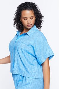 BLUE/MULTI Plus Size Checkered Print Shirt, image 2