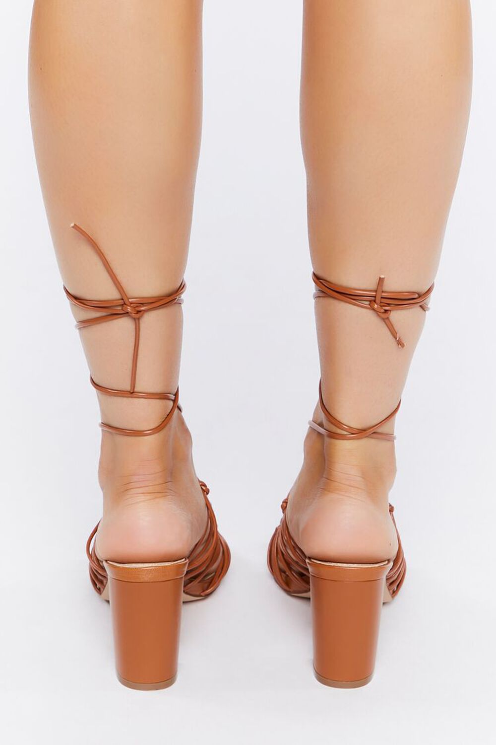 TAN Faux Leather Lace-Up Heels, image 3