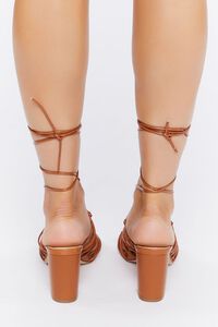 TAN Faux Leather Lace-Up Heels, image 3