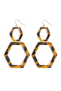 Tortoiseshell Hexagon Earrings, image 2
