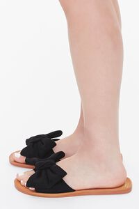 BLACK Faux Suede Bow Sandals, image 2