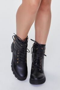 BLACK Buckled Lace-Up Booties, image 4