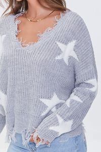 GREY/CREAM Star Print Sharkbite Sweater, image 5