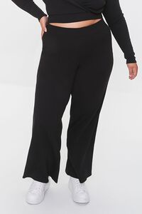 BLACK Plus Size Crop Top & Pants Set, image 5