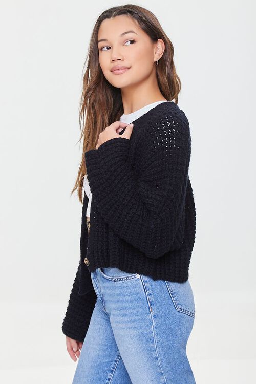 BLACK Textured Cardigan Sweater, image 2