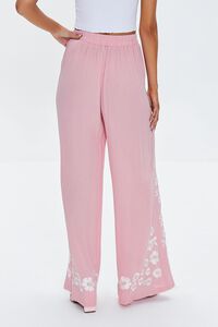 ROSE/CREAM Floral Embroidered Palazzo Pants, image 4