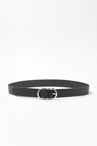 BLACK/GOLD Faux Leather D-Ring Belt, image 1