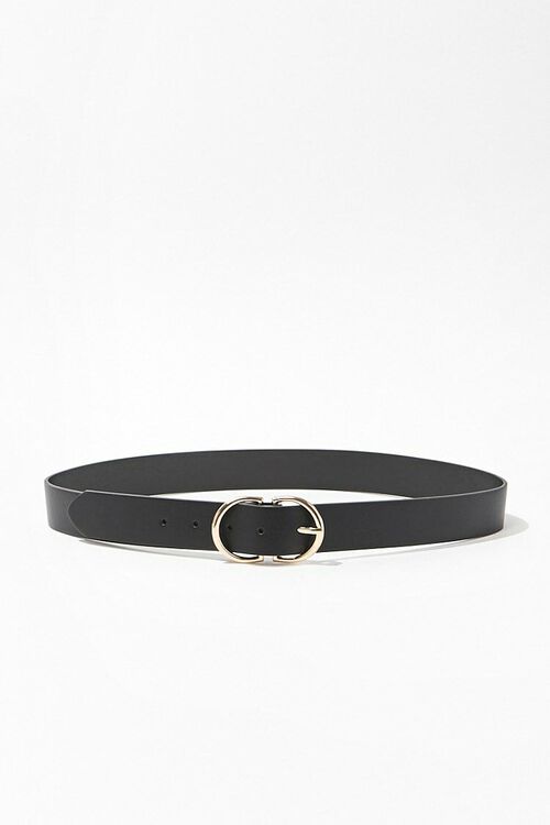 BLACK/GOLD Faux Leather D-Ring Belt, image 1