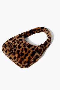 TAN/MULTI Plush Leopard Print Shoulder Bag, image 3