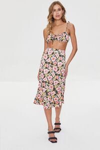 BLACK/MULTI Floral Cropped Cami & Midi Skirt Set, image 4