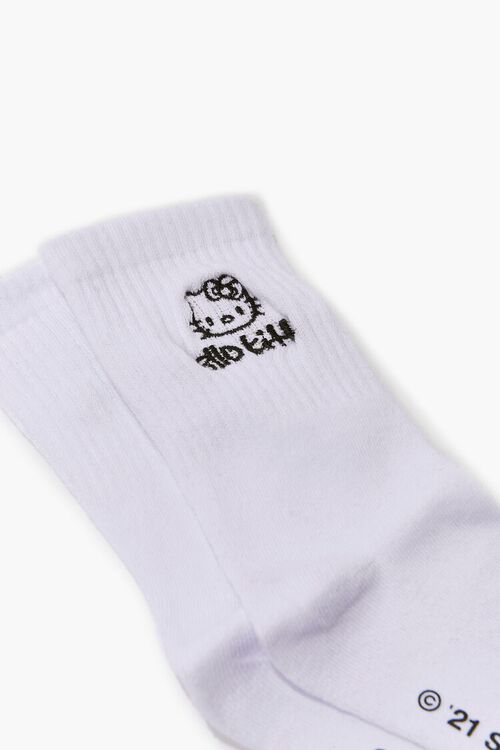 WHITE Embroidered Hello Kitty Crew Socks, image 3