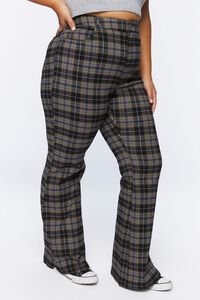 GREY/MULTI Plus Size Plaid Split Flare Pants, image 3
