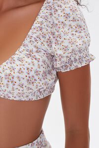 CREAM/LAVENDER Floral Crop Top & Mini Skirt Set, image 5
