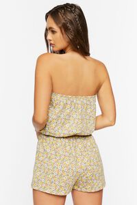 GREEN/MULTI Ditsy Floral Print Strapless Romper, image 3