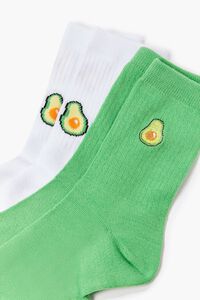 GREEN Avocado Print Crew Sock Set - 2 pack, image 3