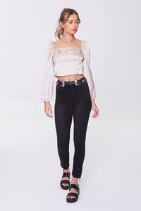 CHAMPAGNE Satin Pintucked Crop Top, image 4
