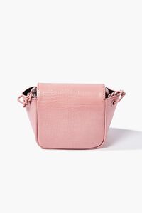 PINK Faux Croc Leather Crossbody Bag, image 3