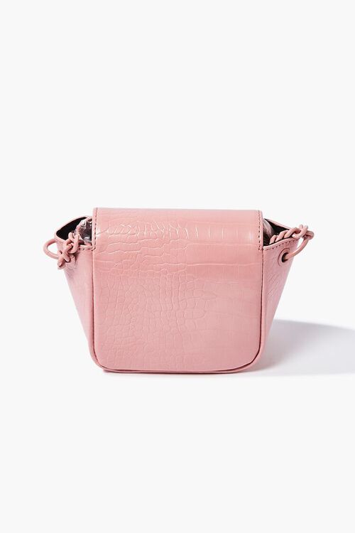 PINK Faux Croc Leather Crossbody Bag, image 3