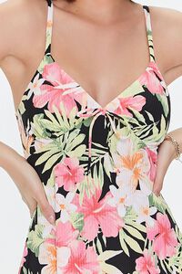 BLACK/MULTI Tropical Floral Print Skater Dress, image 5
