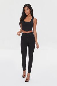 BLACK Lace-Up Chain Crop Top, image 4