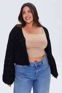 BLACK Plus Size Open-Knit Cardigan Sweater, image 6