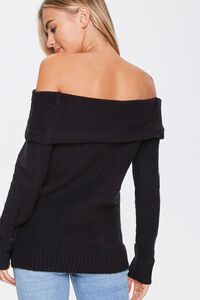 BLACK Off-the-Shoulder Ribbed Trim Sweater, image 3