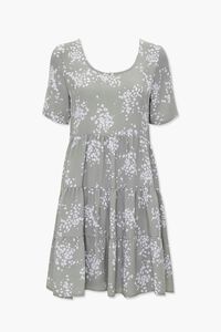 SAGE/CREAM Speckled Print Tiered Mini Dress, image 1