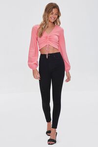 PINK Ruched Drawstring Cropped Sweater, image 4